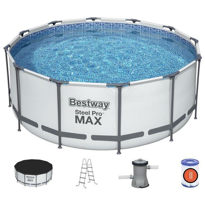 Бассейн каркасный Steel Pro MAX 366 х 122 см фильтр-насос лестница тент 56420 Bestway