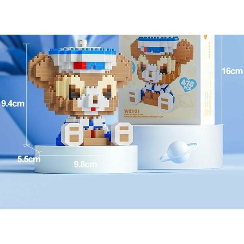 3 D Конструктор детский по типу лего фигурка Мишка-моряк из миниблоков 410₽
