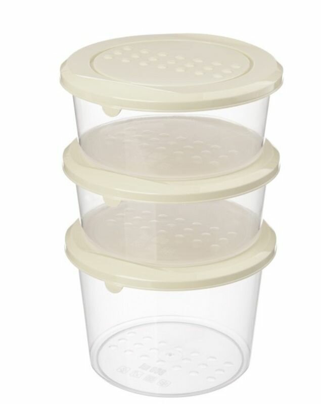 Набор контейнеров для продуктов Asti круглых 05л+05л+08л светло-бежевый