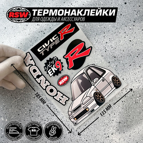 Термонаклейка с изображением Honda Civic 6 Type R Kanjo osaka loop Deform, JDM