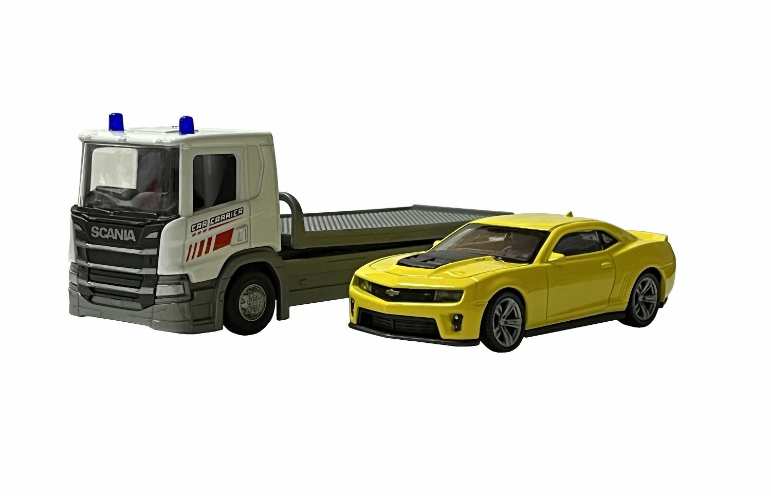 Набор машинок Welly грузовик Scania 1:57 Chevrolet Camaro ZL1 1:43