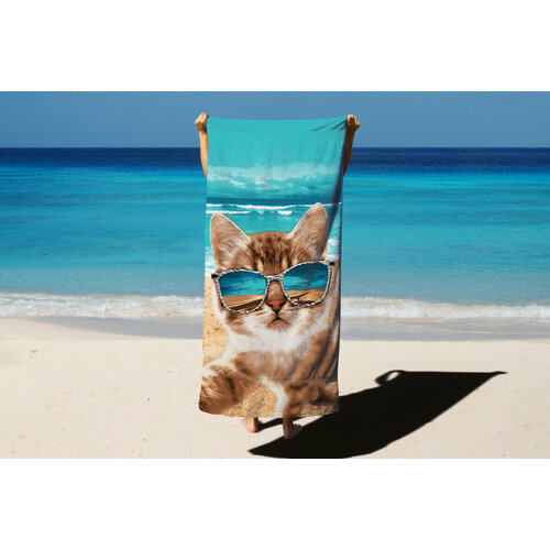 Кот на пляже вафельное полотно