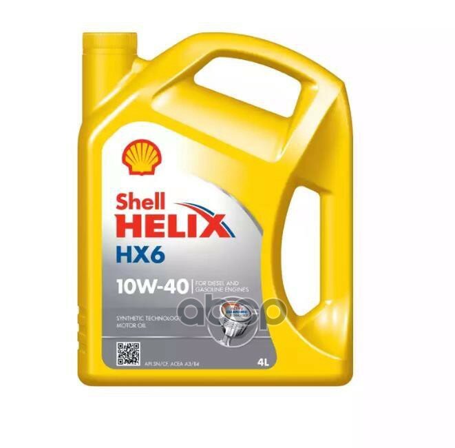 550053776 Shell Нс-Синт. Мот. масло Helix Hx6 10W-40 Sn Plus/Sn A3/B4 (4Л) Shell арт. 550053776