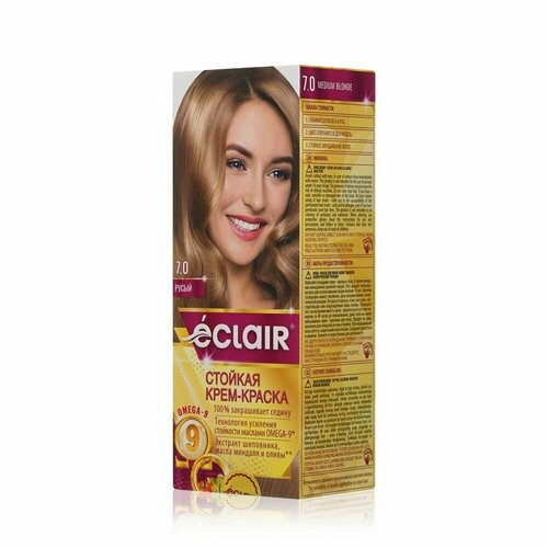 Краска для волос Eclair стойкая с маслами Omega-9, тон 7.0 Русый
