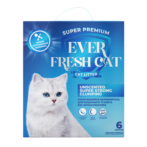 Ever Fresh Cat Unscented Super Strong Clumping наполнитель 6л/5,2кг наполнитель для кошачьего туалета ever clean unscented extra strong clumping без ароматизатора 10л