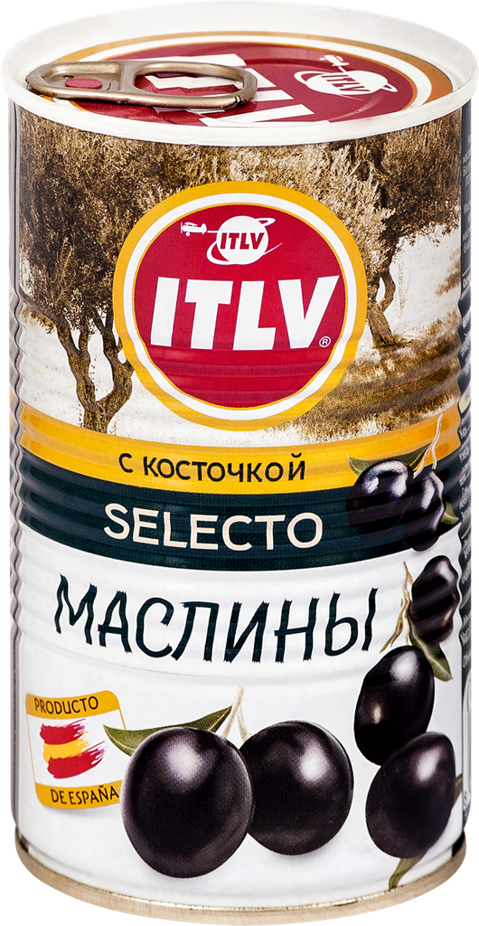 Маслины с косточкой ITLV Selecto черные, 350г