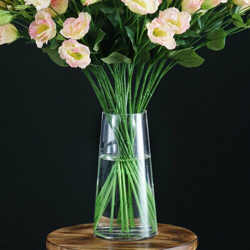 Ваза для цветов и сухоцветов стеклянная прозрачная декоративная интерьерная D10xH25 см 1037₽