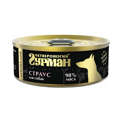 Четвероногий Гурман 32249 Golden консервы для собак Страус натуральный в желе 100г