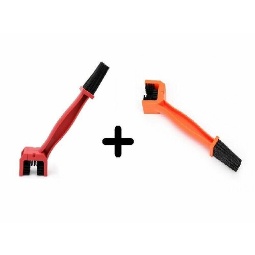 Комплект щёток для чистки кассеты и цепи велосипеда, оранжевая и красная щетка набор щеток и инструментов для чистки цепи велосипеда комплект 8 шт