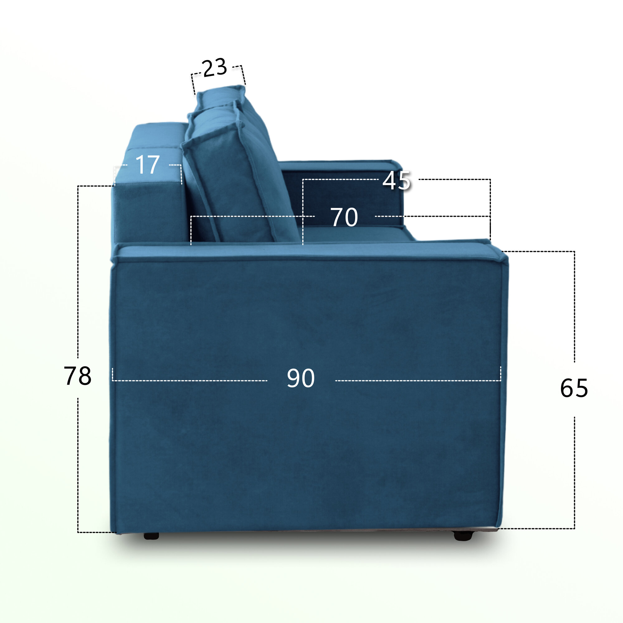 Диван - кровать прямой Виго, механизм еврокнижка, 252 х 90 х 78 см, Синий