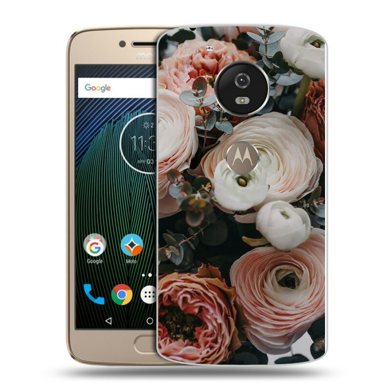 Дизайнерский силиконовый чехол для Моторола Мото Ж5с / Motorola Moto G5s Цветы