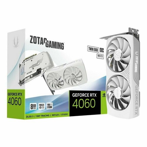 Видеокарта Zotac RTX4060 8GB TWIN EDGE OC WHITE ED GDDR6 128bit 3xDP HDMI 2FAN Lite Pack 46270₽