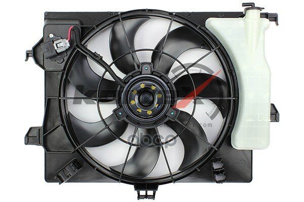 Вентилятор радиатора Kortex для Hyundai Solaris / Kia Rio 10- A / C- (с кожухом и бачком) OEM 253801R050, 253804L050, KFD048, LFK08L4