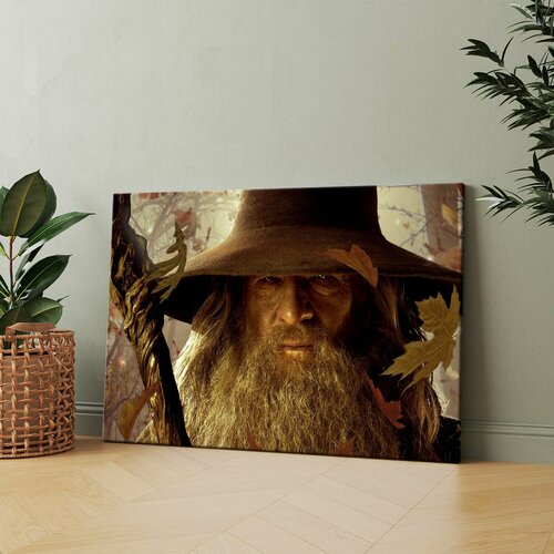 Картина на холсте (Мужчина с длинной бородой и шляпой) 60x80 см. Интерьерная, на стену.
