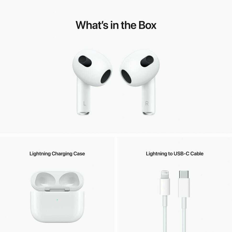 Беспроводные наушники Apple AirPods 3 Lightning Charging Case, Lightning, белый — фото 1