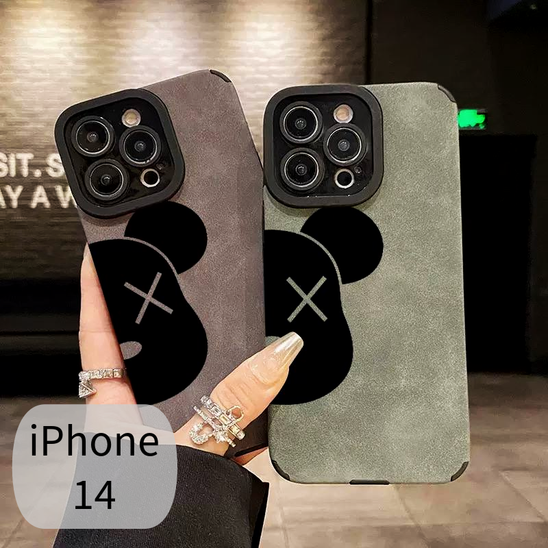Чехол на айфон 14 синий с медведем / Чехол на iPhone 14 синий с медведем
