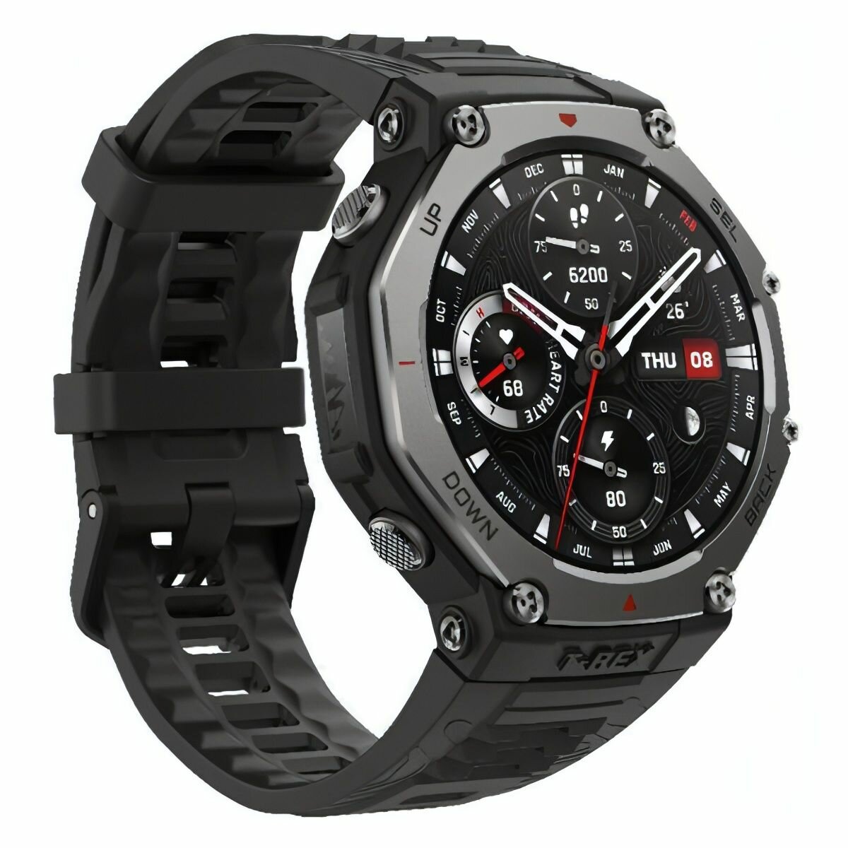 Смарт-часы Amazfit, T-Rex, A2323, Onyx, AMOLED, 1.39", GPS, ГЛОНАСС, Beidou — фото 1