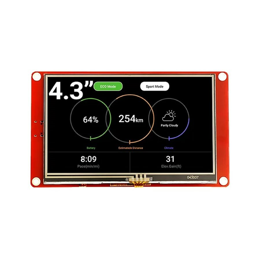 CROWPANEL WZ4827R043, 4.3" 480x272 TN-TFT резист. сенсор, Экранный модуль HMI, Elecrow