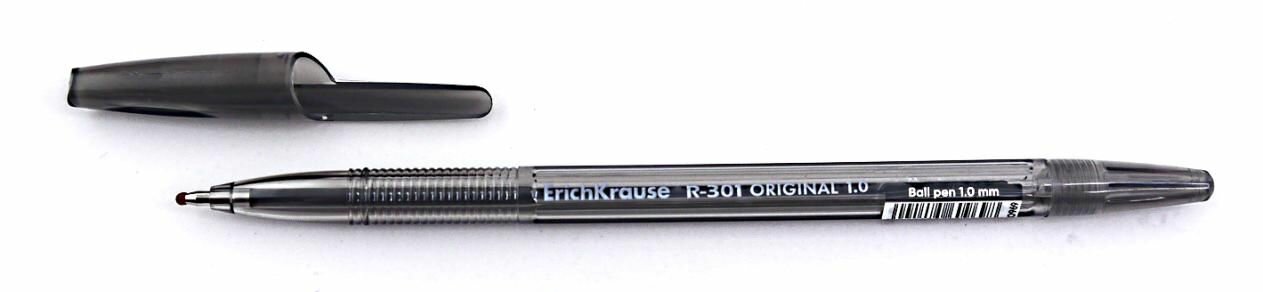Ручка шариковая ErichKrause R-301 Stick Original 1,0мм тонированный черный корпус, черная, 10шт — фото 1