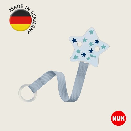 Изображение товара NUK Ленточка-держатель для соски-пустышки с клипсой, голубая, Германия