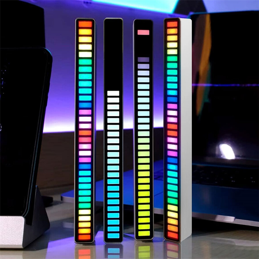 Управление Звуком Автомобиля Перезаряжаемый Светильник RGB С Голосовой Активацией Музыкального Ритма Окружающий Свет с 32 Светодиодами 18 Цветов Лампа Для Украшения Дома автомобиля