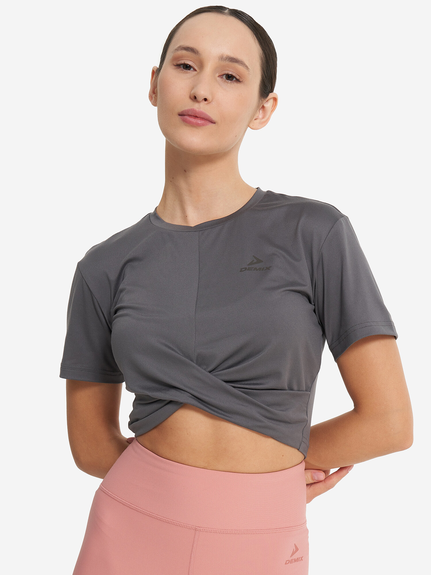 Кроп-топ Demix W D Yoga Cropped T-shirt размер 46 графитовый