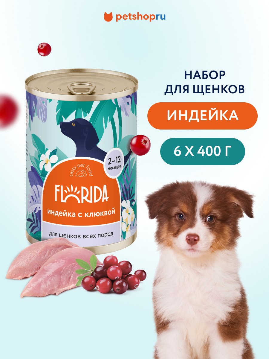 Florida консервы для щенков (Ягненок и черника, 400 г.) - фото №1