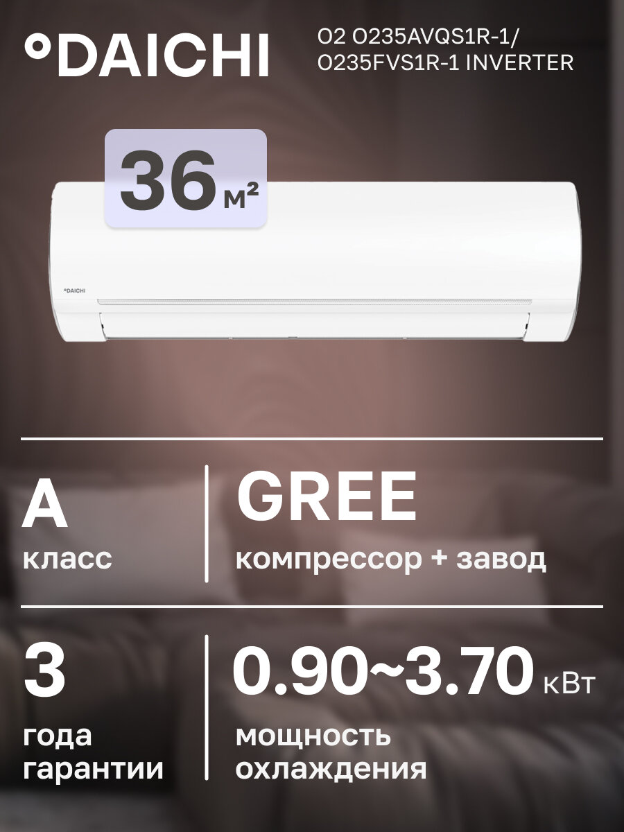 Сплит-система Daichi O2 O235AVQS1R-1/O235FVS1R-1 Inverter, A++
