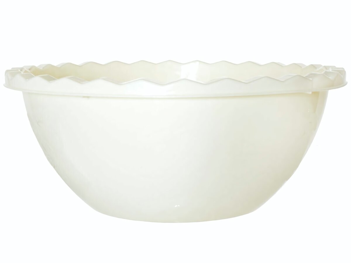 Миска глубокая «LAOLA» 3л с волнистым краем пластик кремовый цвет для смешивания