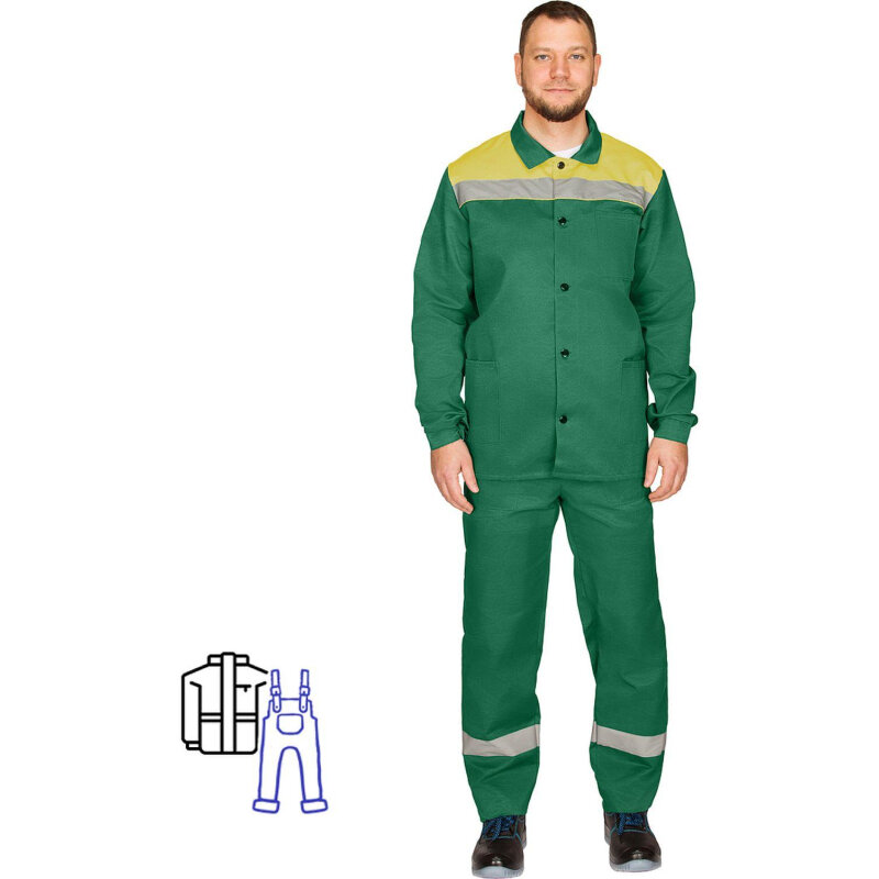 Костюм рабочий летний муж. л16-КПК с СОП зел/желт (р.48-50) 170-176