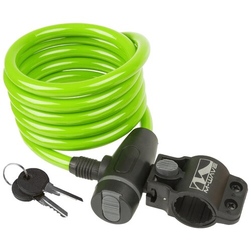 фото Замок велосипедный противоугонный длинной 1800 мм, с защитным колпачком, зеленый. m-wave