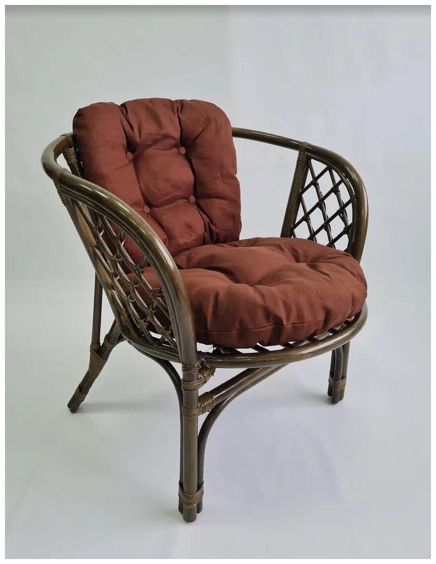 Кресло из натурального ротанга с кофейной подушкой Багама цвет олива