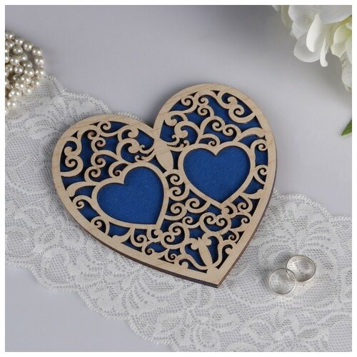 фото Подставка под кольца "сердце", синяя, 16,5х16,5 см mikimarket