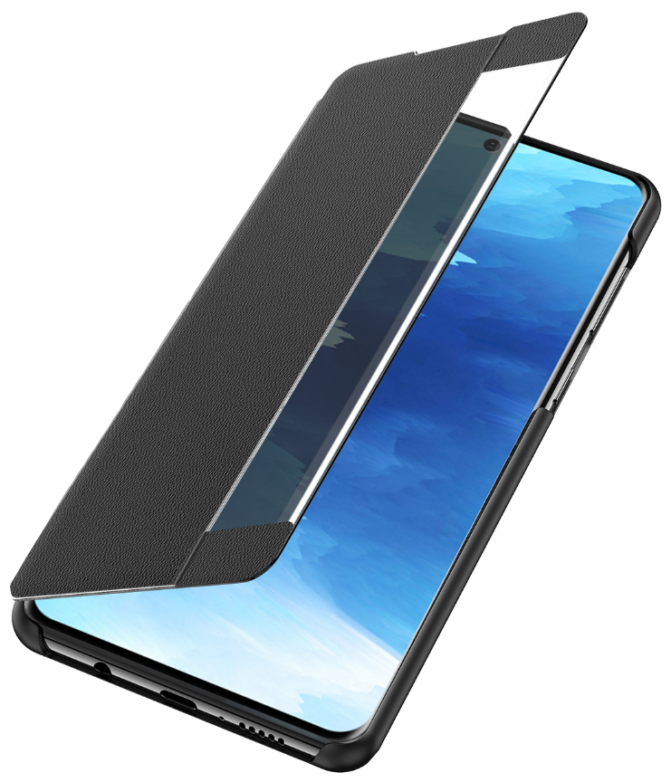 Чехол-кейс MyPads из импортной кожи для Samsung Galaxy A32 SM-A325F (2021) с боковым окном черный