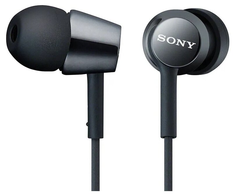 Гарнитура Sony вкладыши MDR-EX155AP 1.2м черный проводные в ушной раковине (MDR-EX155APB)