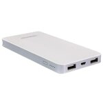 Универсальный внешний аккумулятор Ross&Moor PB-LS010 8000 мАч белый Встроенный microUSB кабель +USB 5В/2.1А+USB 5В/1A - изображение