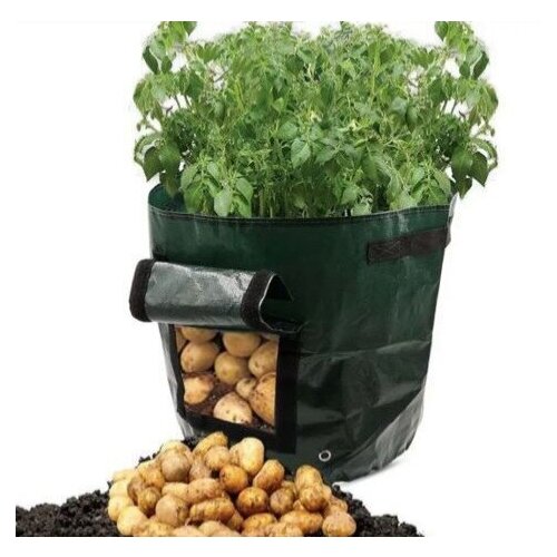 фото 7 gallon/ мягкий плантатор с ручками для посадки растений / уф-защита / ре для картофеля / 31,5 л / 33 x 28 см / темно-зеленый. китай