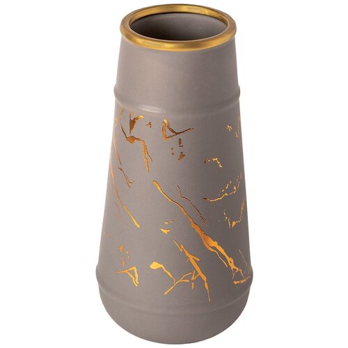 Декоративная ваза Золотые потеки, 14*14*28 см, Magic Home, серый/золотой