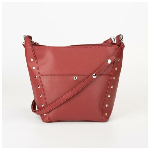 фото Ооо ск сумка женская, отдел на молнии, 2 наружных кармана, длинный ремень, цвет бордовый