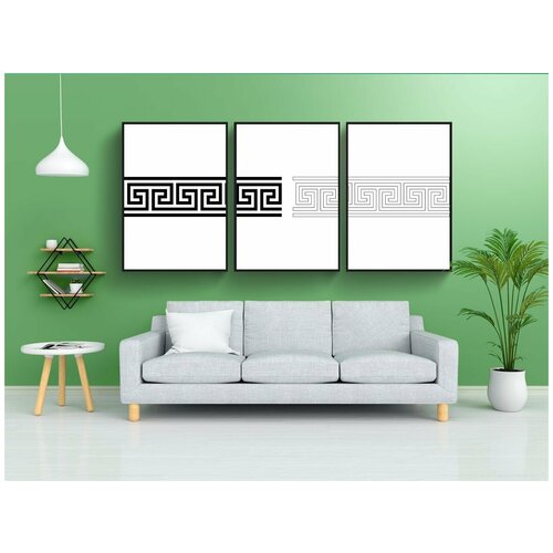 фото Набор модулных постеров для интерьера "греческий, меандр, древний" 60x90 см. в тубусе, без рамки lotsprints