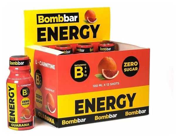 BOMBBAR Energy (Л-карнитин с гуараной) (12*100 мл)