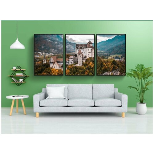 фото Набор модулных постеров для интерьера "замок, башни, строительство" 60x90 см. в тубусе, без рамки lotsprints