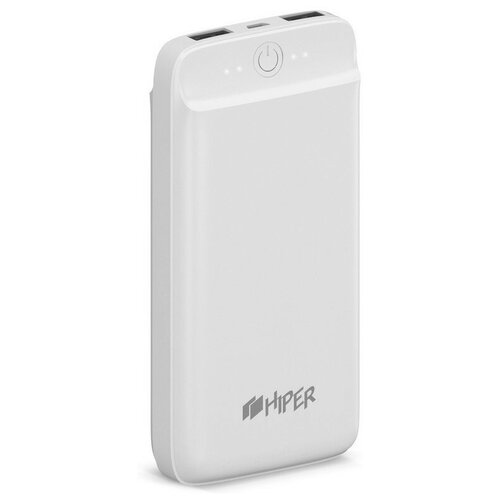 фото Внешний аккумулятор 20000 mah, li-pol, 2xusb, 2.1a+2.1a, hiper, бел,sl20000