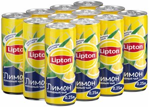 Чай Lipton Лимон, банка, 0.25 л, 12 шт.