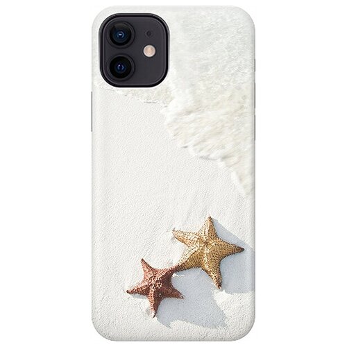 фото Ультратонкий силиконовый чехол-накладка для apple iphone 12 / 12 pro с принтом "две морские звезды" gosso