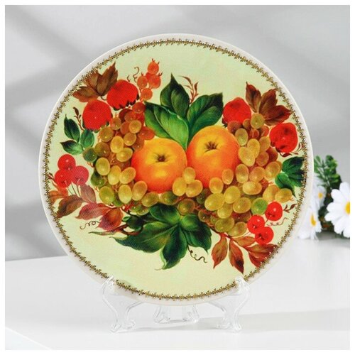Тарелка декоративная Фрукты с рисунком на холсте D 20 см 788₽