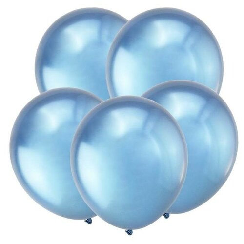 фото Шар латексный 12" «зеркальные шары», хром, набор 5 шт цвет синий веселуха