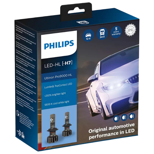 Лампа автомобильная светодиодная Philips Ultinon Pro9000 11972U90CWX2 H7 13.2V 18W 2 шт.