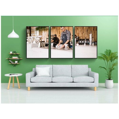 фото Набор модулных постеров для интерьера "люди, человек, бармен" 60x90 см. в тубусе, без рамки lotsprints