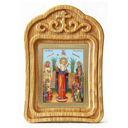 икона божией матери всех скорбящих радость с грошиками рамка с узором 21 5 25 см Икона Божией Матери Всех скорбящих Радость с грошиками, резная рамка
